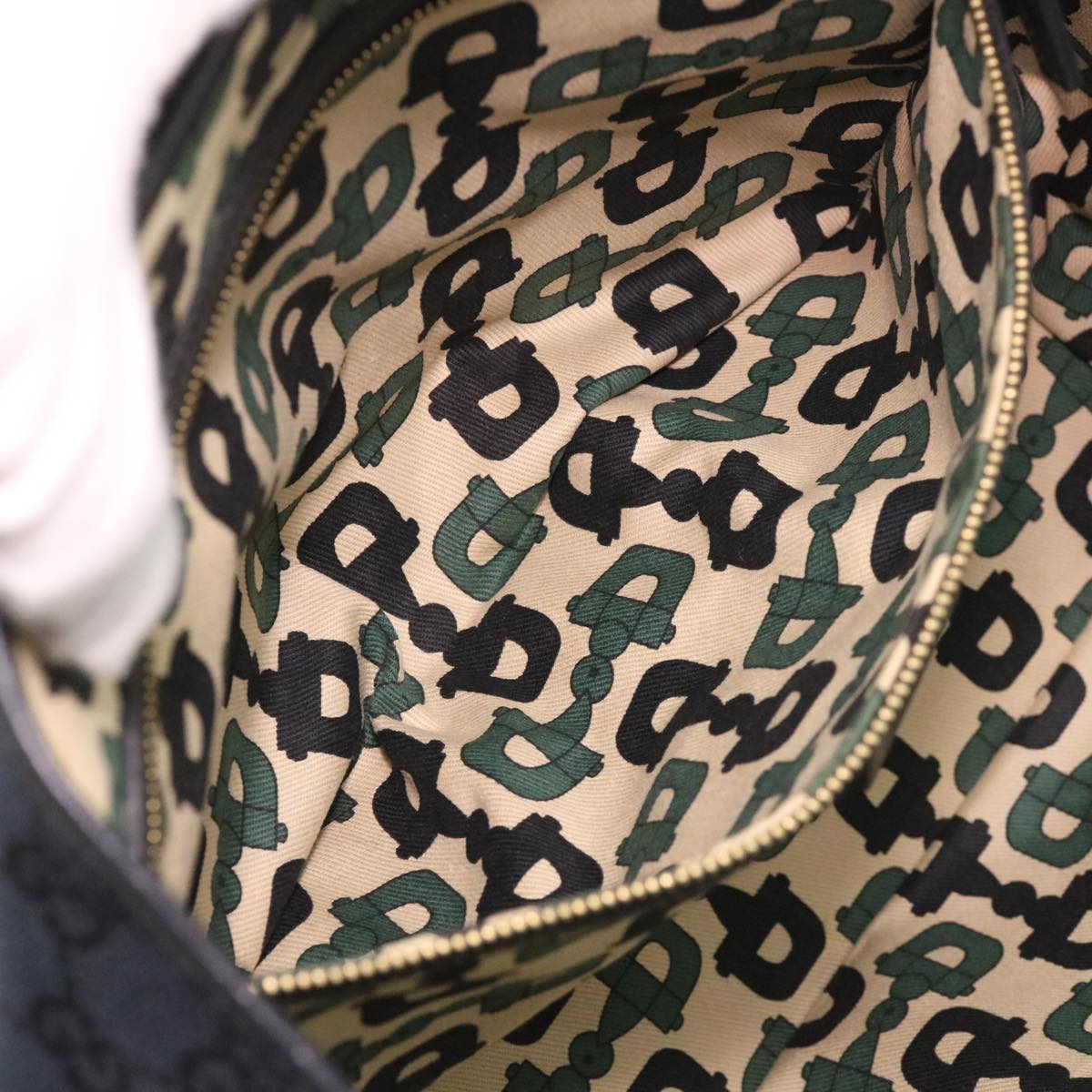 GUCCI GG Canvas Web Sherry Line Tote Bag Black Red Green 137396 yk6284