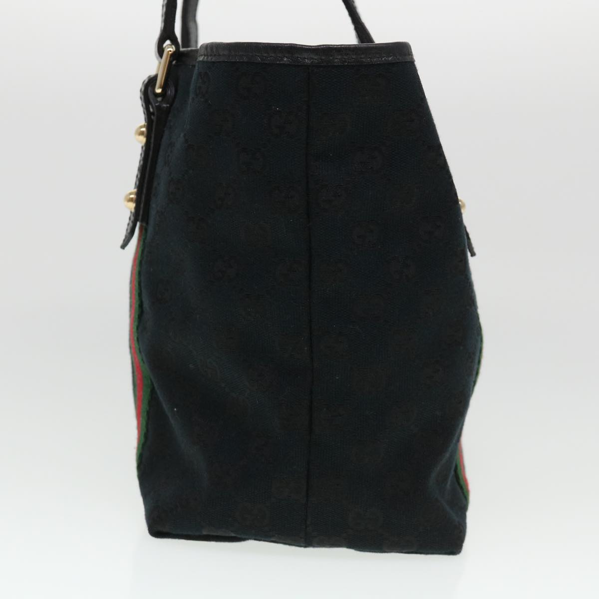GUCCI GG Canvas Web Sherry Line Tote Bag Black Red Green 137396 yk6284