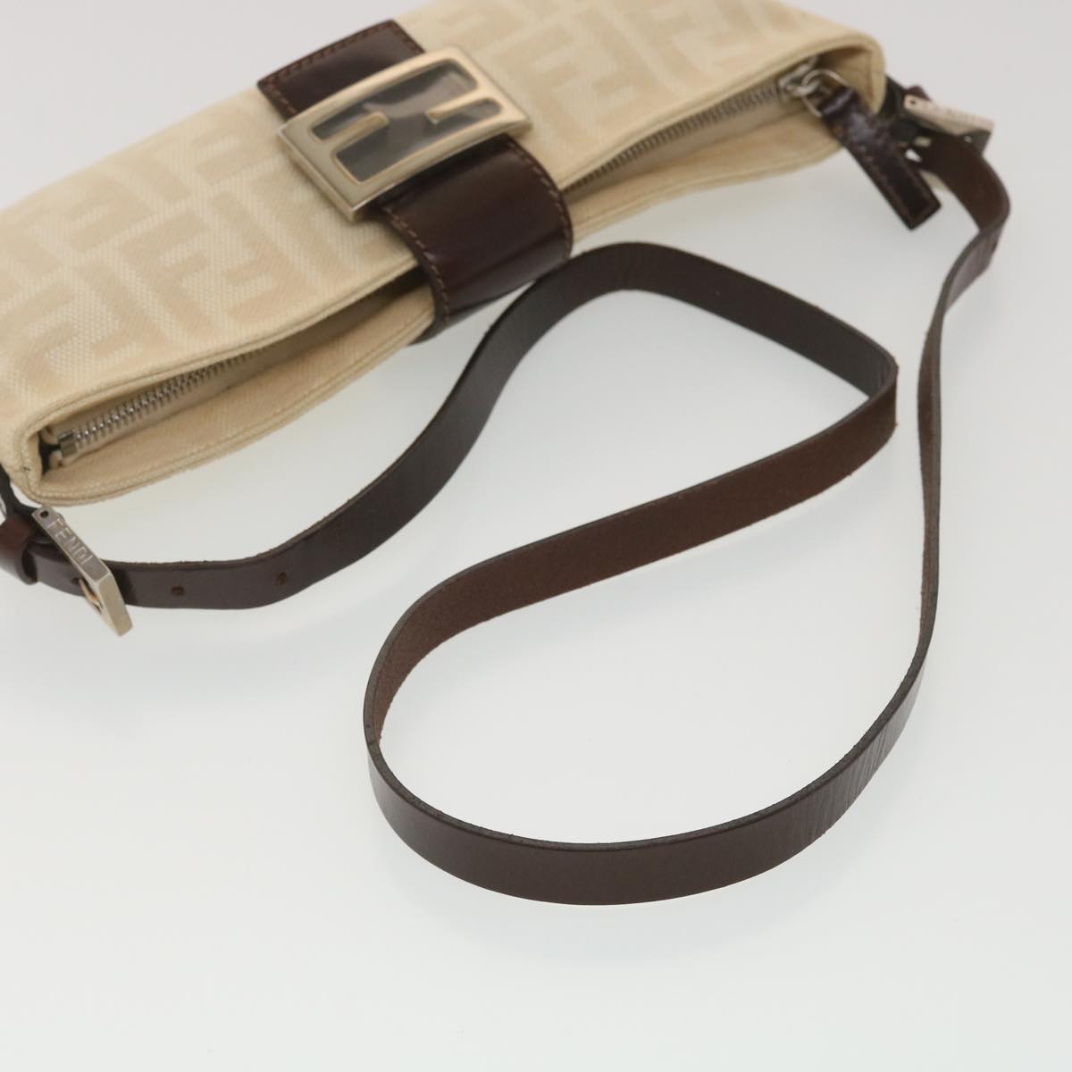 FENDI Zucca Canvas Mamma Baguette Shoulder Bag Beige yk6309