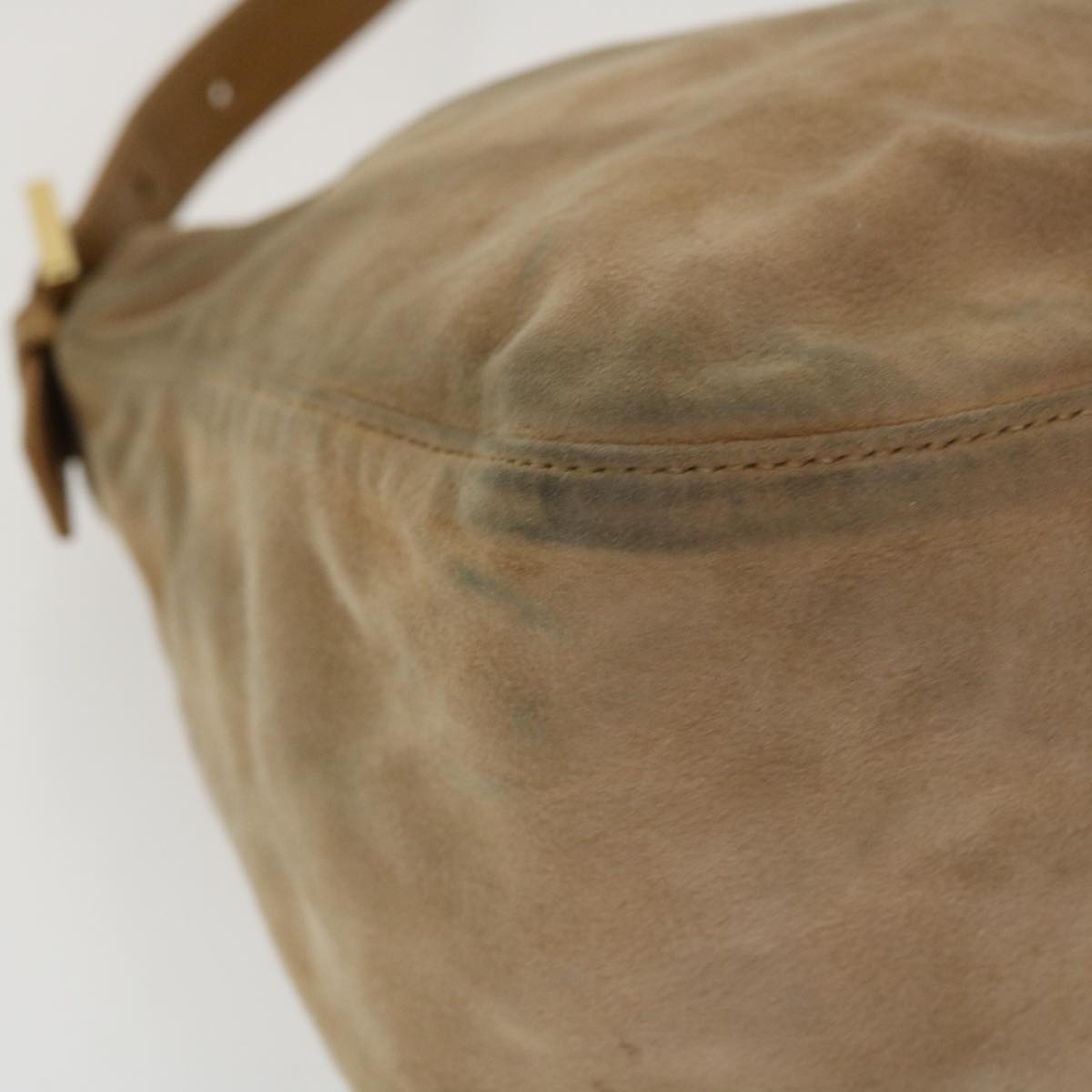 FENDI Mamma Baguette Shoulder Bag Suede Beige 2370/26426 yk6310