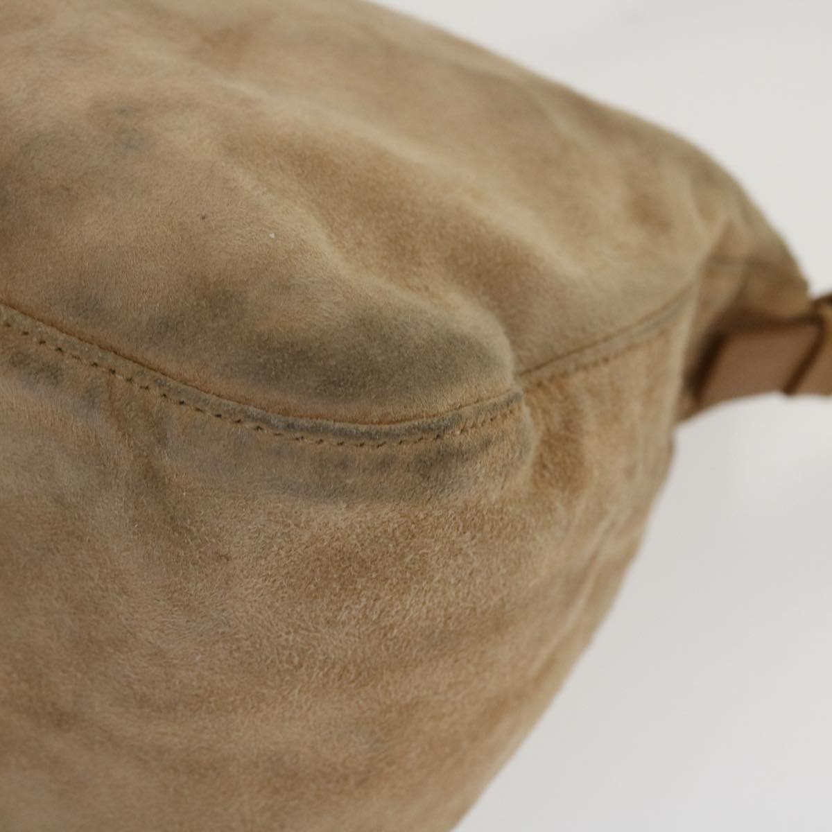 FENDI Mamma Baguette Shoulder Bag Suede Beige 2370/26426 yk6310