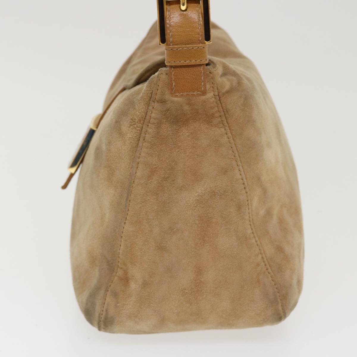 FENDI Mamma Baguette Shoulder Bag Suede Beige 2370/26426 yk6310
