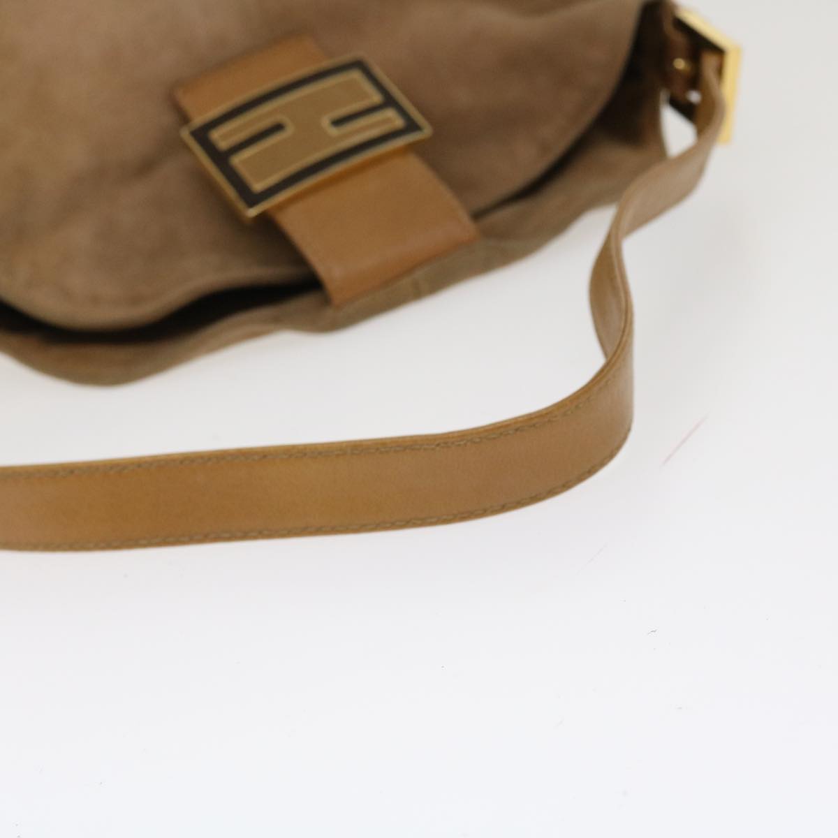 FENDI Mamma Baguette Shoulder Bag Suede Beige 2370/26426 yk6310