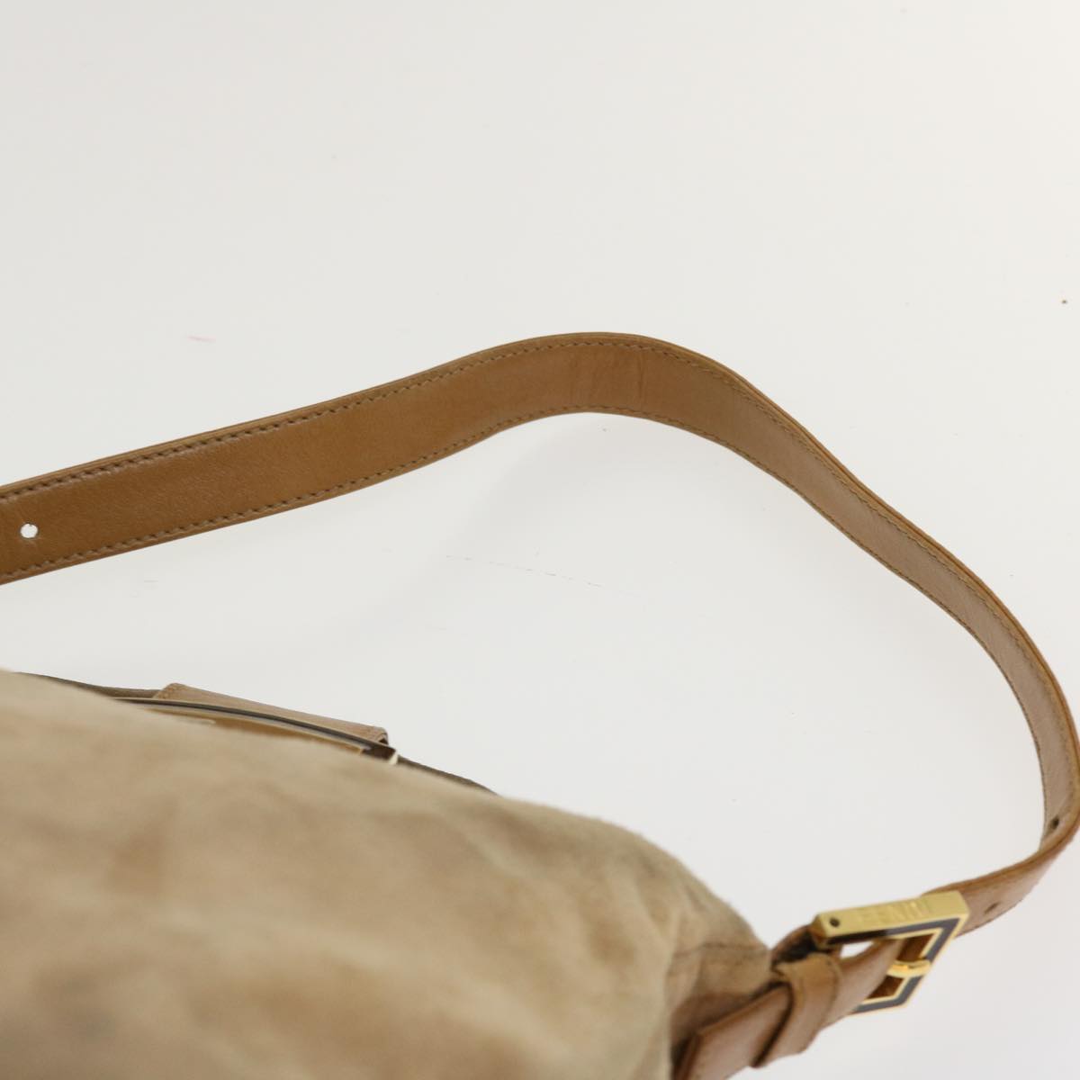 FENDI Mamma Baguette Shoulder Bag Suede Beige 2370/26426 yk6310
