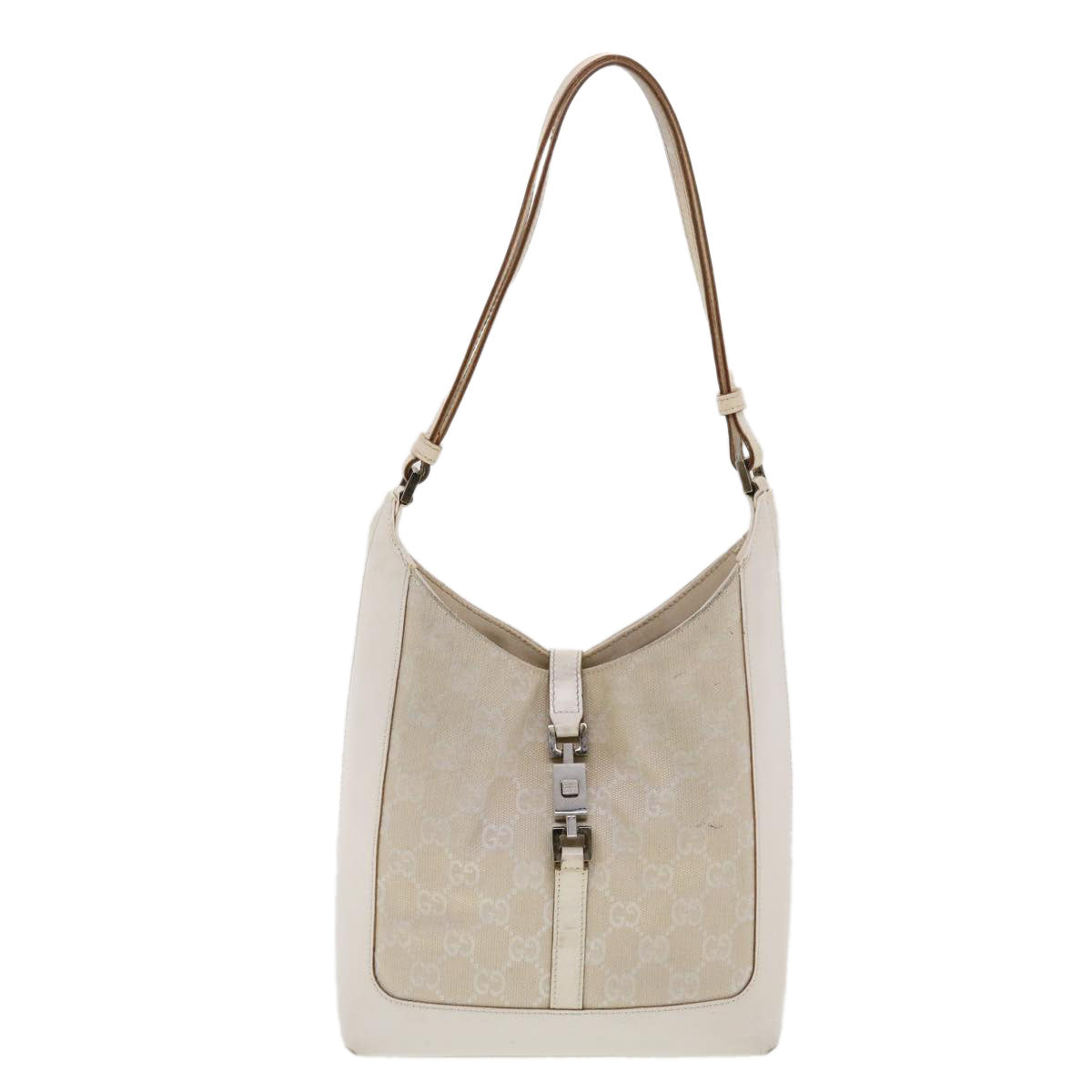 GUCCI GG Canvas Jackie Shoulder Bag Beige 001.3876 yk6453