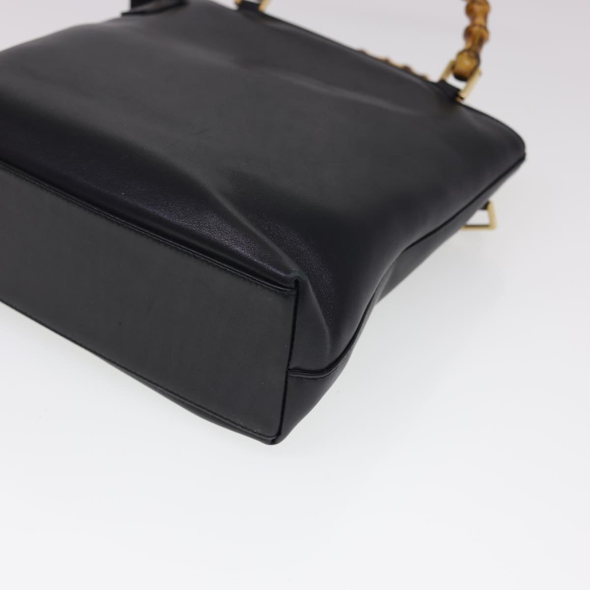 GUCCI Bamboo Hand Bag Leather 2way Black 000.2265.0581 yk6460