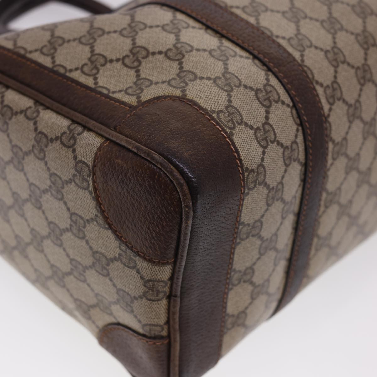 GUCCI GG Canvas Hand Bag PVC Leather Beige yk6522