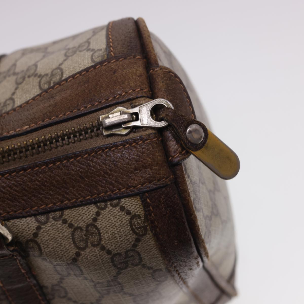 GUCCI GG Canvas Hand Bag PVC Leather Beige yk6522