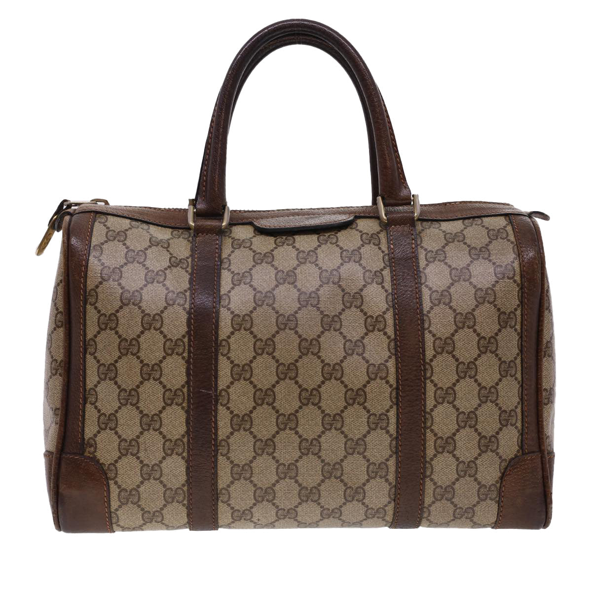 GUCCI GG Canvas Hand Bag PVC Leather Beige yk6522