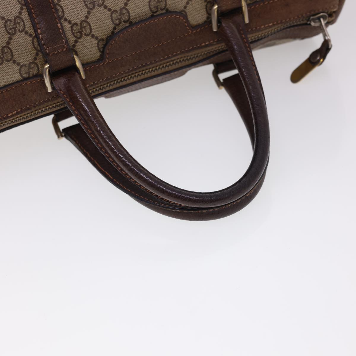 GUCCI GG Canvas Hand Bag PVC Leather Beige yk6522