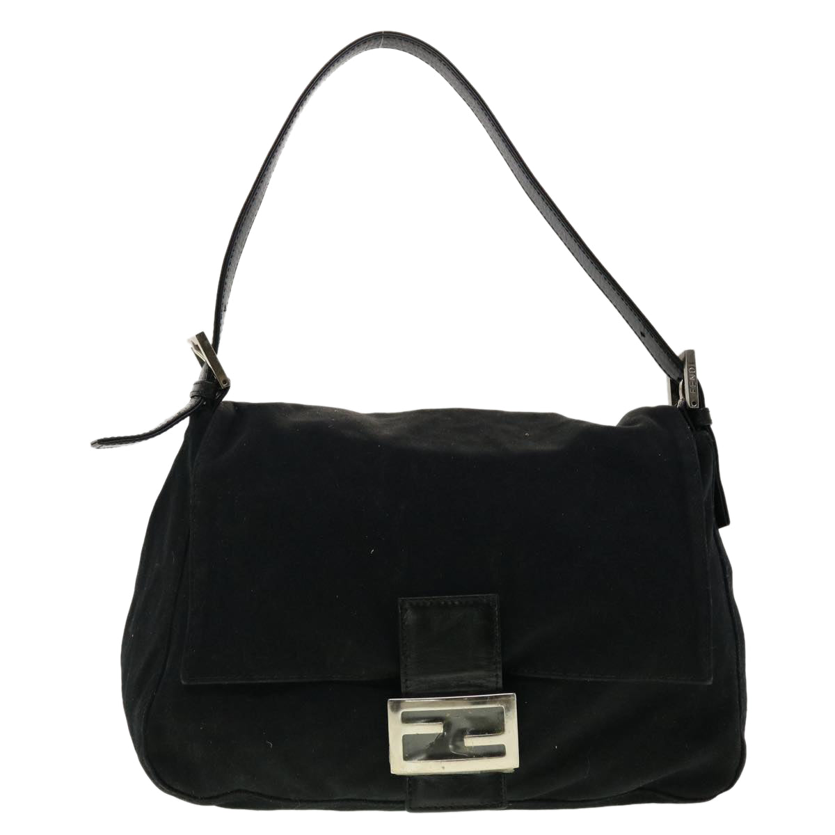 FENDI Mamma Baguette Shoulder Bag Nylon Black yk6524