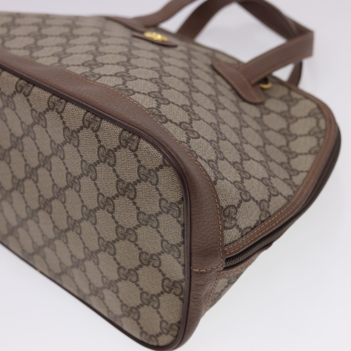 GUCCI GG Canvas Hand Bag PVC Leather 2way Beige Brown yk6526