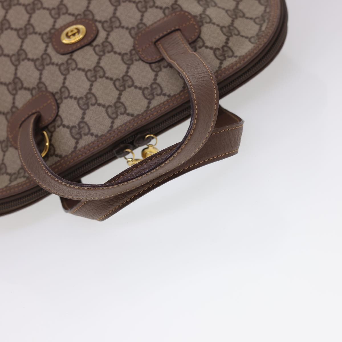 GUCCI GG Canvas Hand Bag PVC Leather 2way Beige Brown yk6526