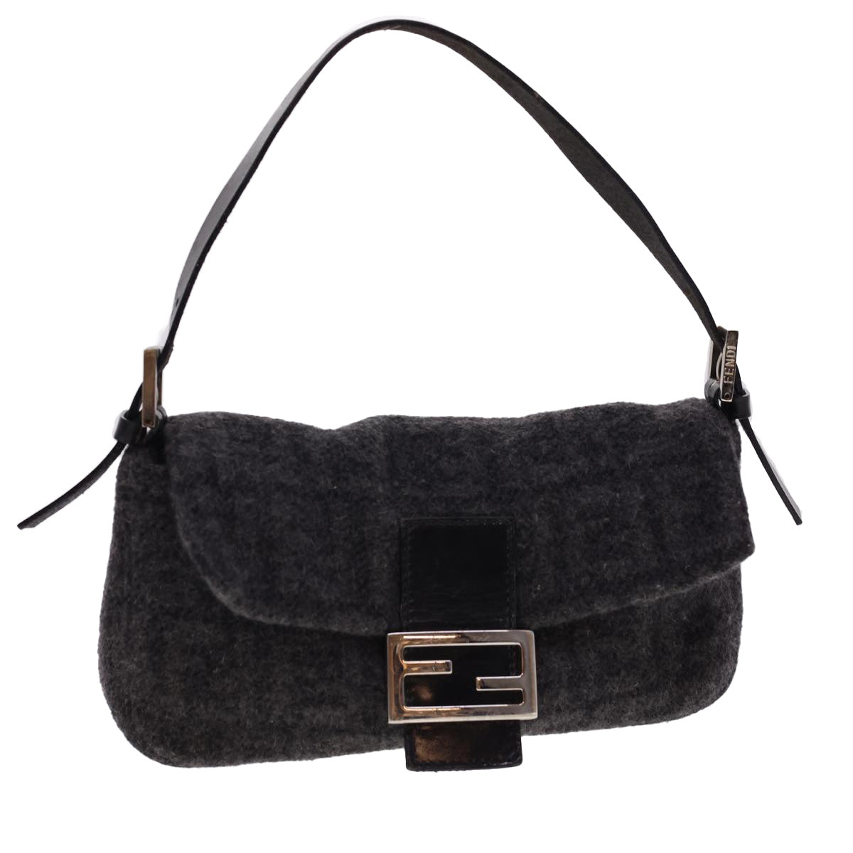 FENDI Zucca Canvas Mamma Baguette Shoulder Bag Cotton Gray yk6531