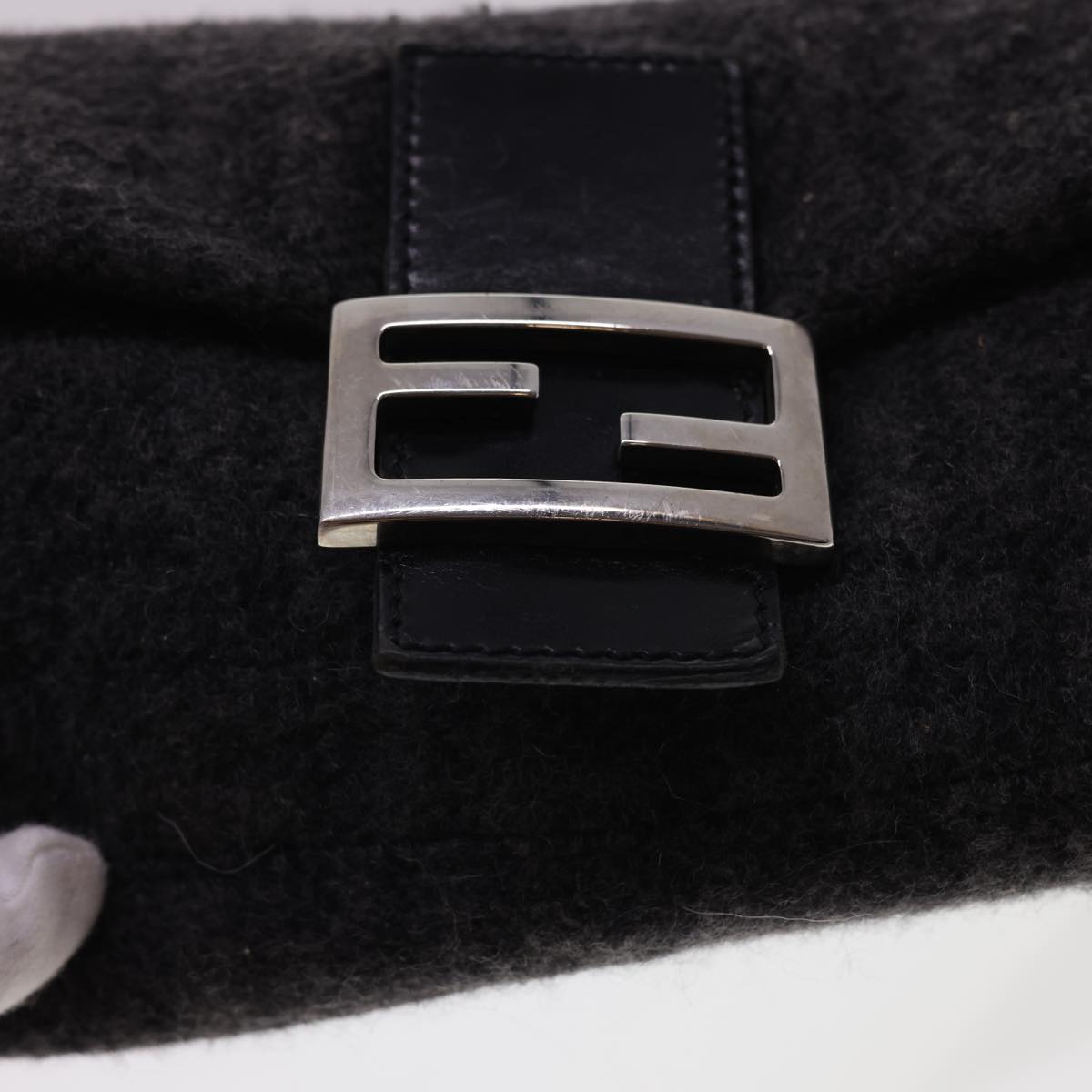 FENDI Zucca Canvas Mamma Baguette Shoulder Bag Cotton Gray yk6531