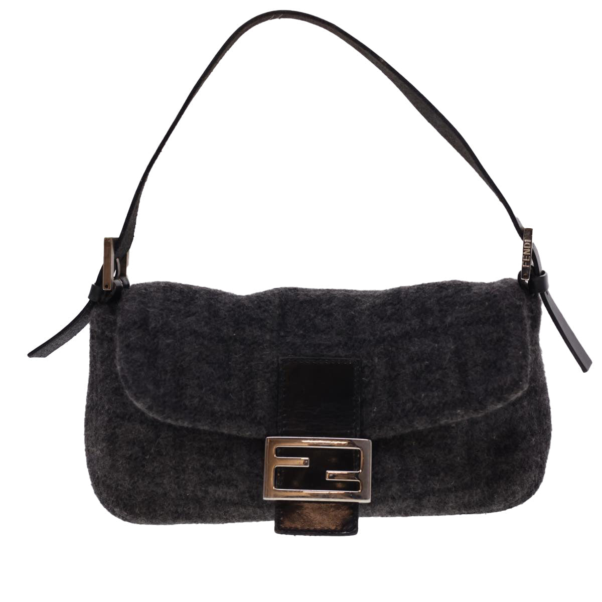 FENDI Zucca Canvas Mamma Baguette Shoulder Bag Cotton Gray yk6531