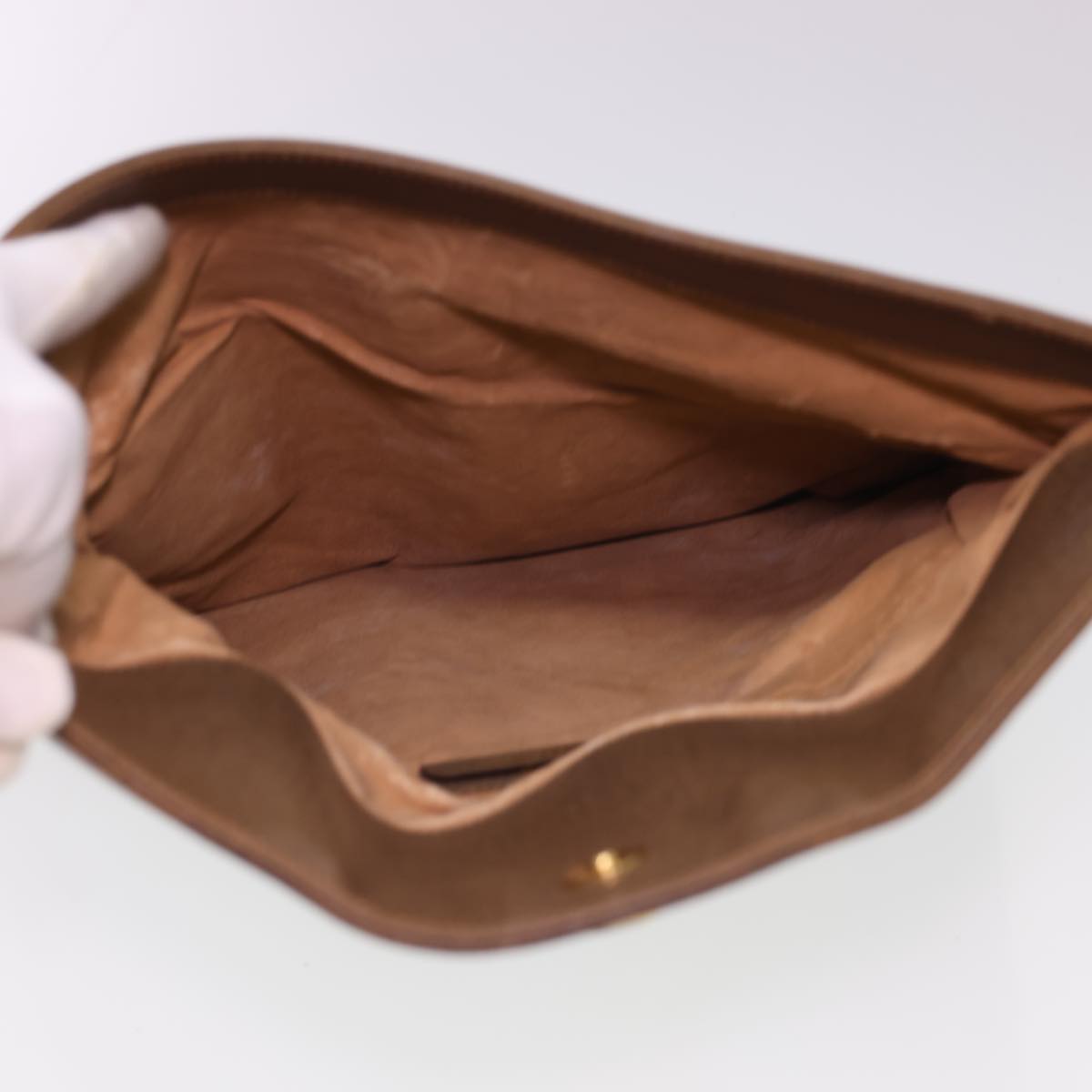 GUCCI GG Canvas Clutch Bag PVC Leather Beige Brown yk6557
