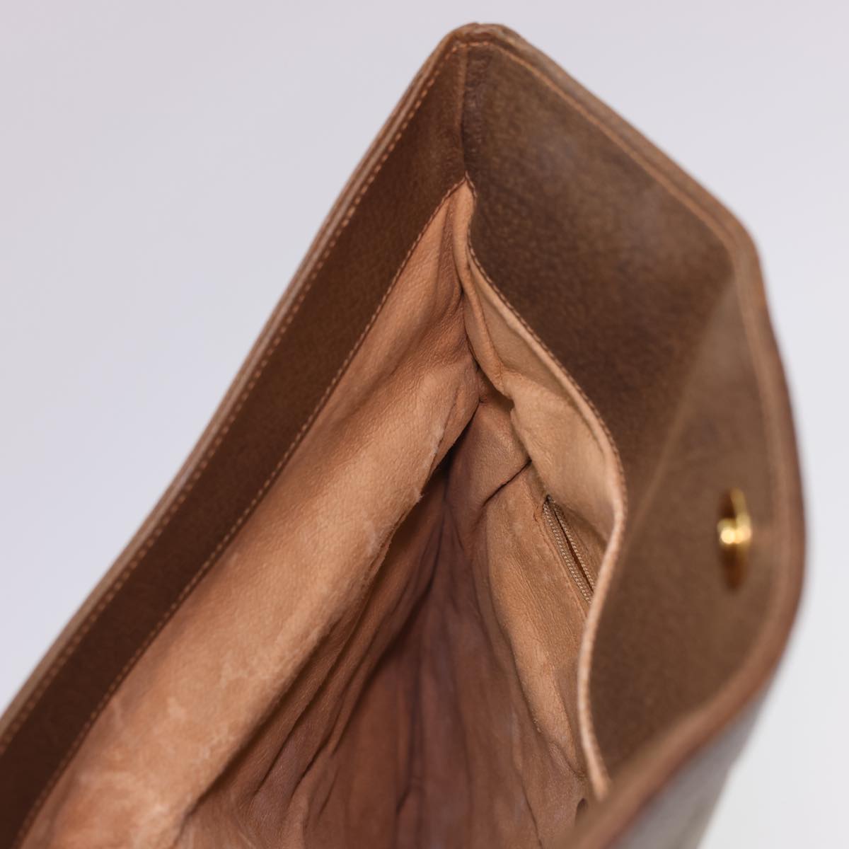 GUCCI GG Canvas Clutch Bag PVC Leather Beige Brown yk6557