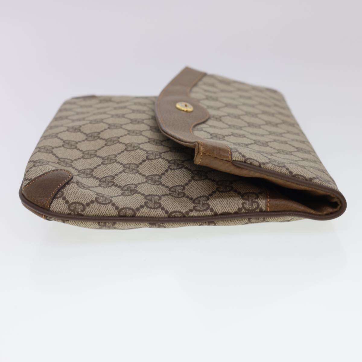 GUCCI GG Canvas Clutch Bag PVC Leather Beige Brown yk6557
