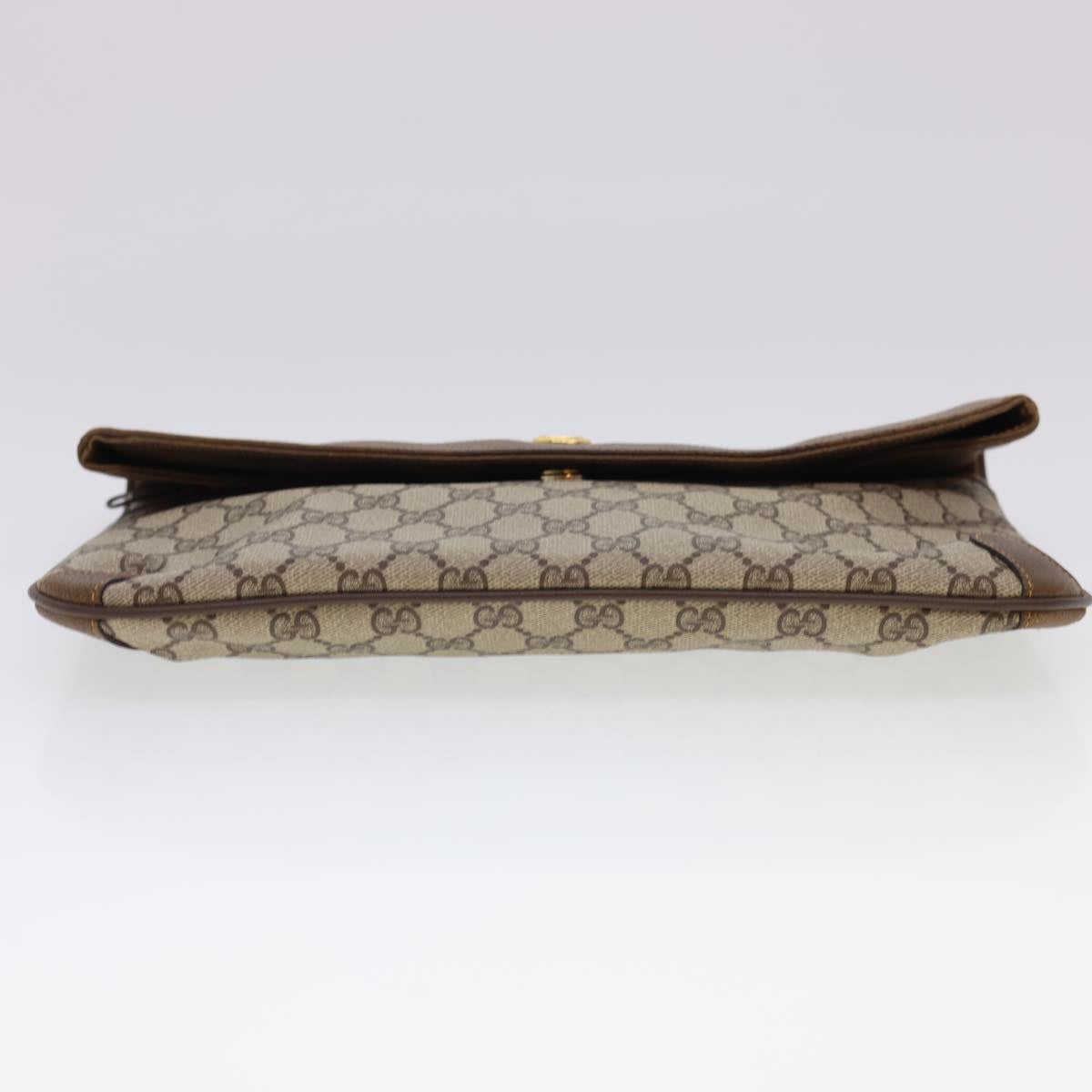 GUCCI GG Canvas Clutch Bag PVC Leather Beige Brown yk6557