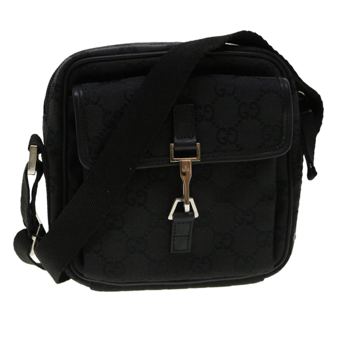 GUCCI GG Canvas Jackie Shoulder Bag Black 90470 yk6565
