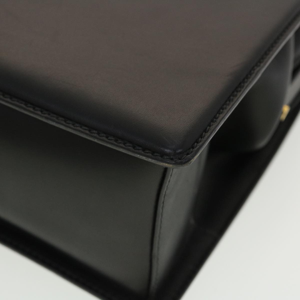 GUCCI Bamboo Turn Lock Clasp Hand Bag Leather Black yk6576