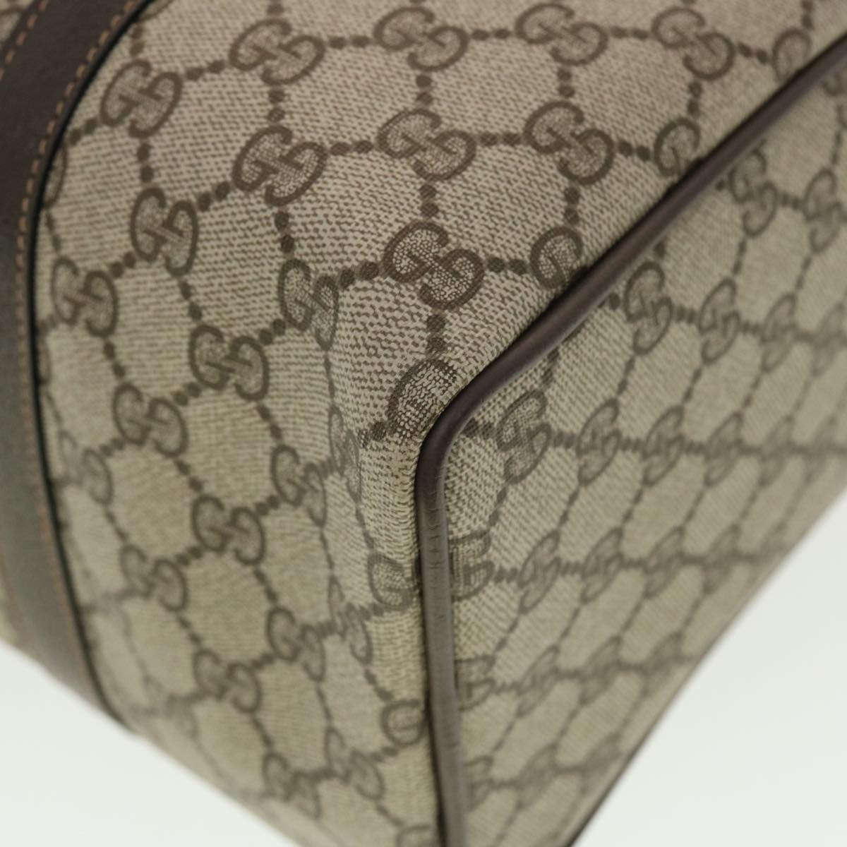 GUCCI GG Canvas Web Sherry Line Boston Bag PVC Leather Beige Green yk6588B