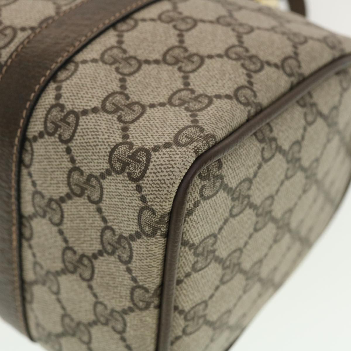 GUCCI GG Canvas Web Sherry Line Boston Bag PVC Leather Beige Green yk6589B