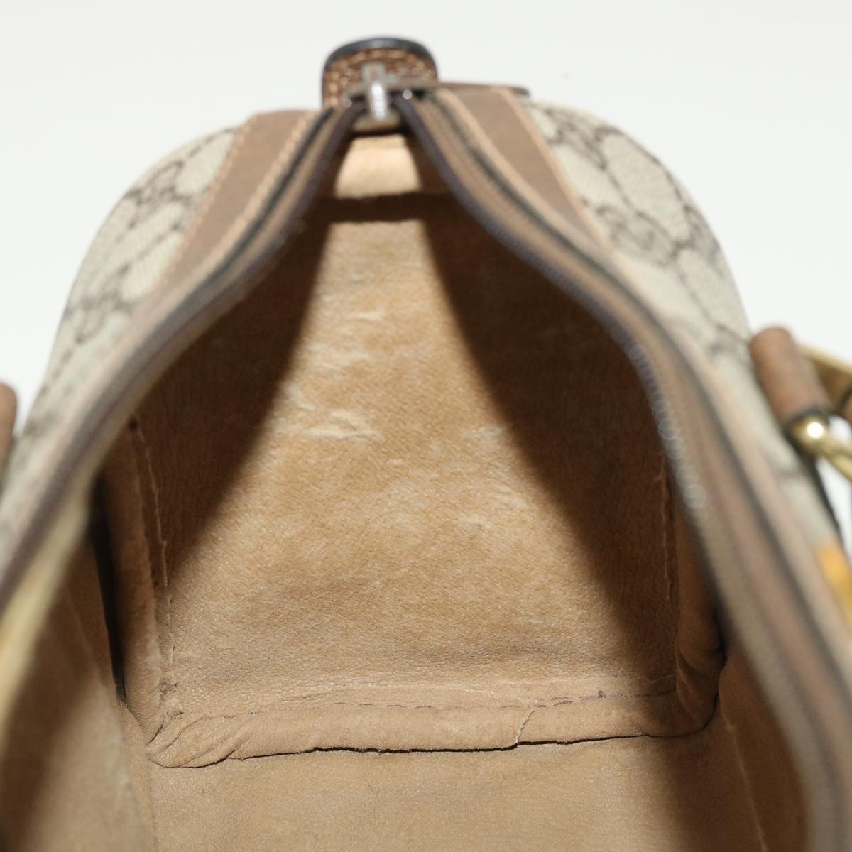 GUCCI GG Canvas Web Sherry Line Boston Bag PVC Leather Beige Green yk6589B