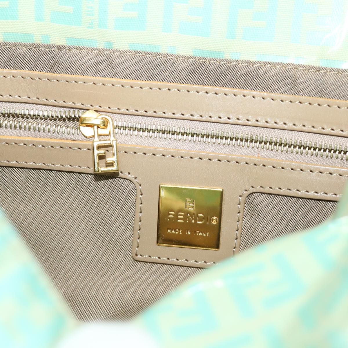 FENDI Zucchino Mamma Baguette Shoulder Bag Coated Canvas Light Blue yk6594B