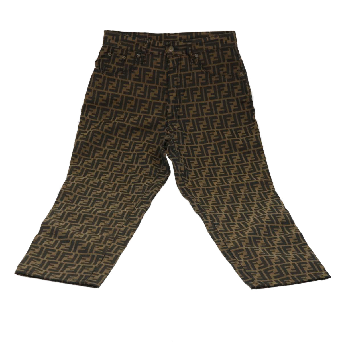 FENDI Zucca Canvas Pants Polyester Cotton X6 Black Brown yk6611