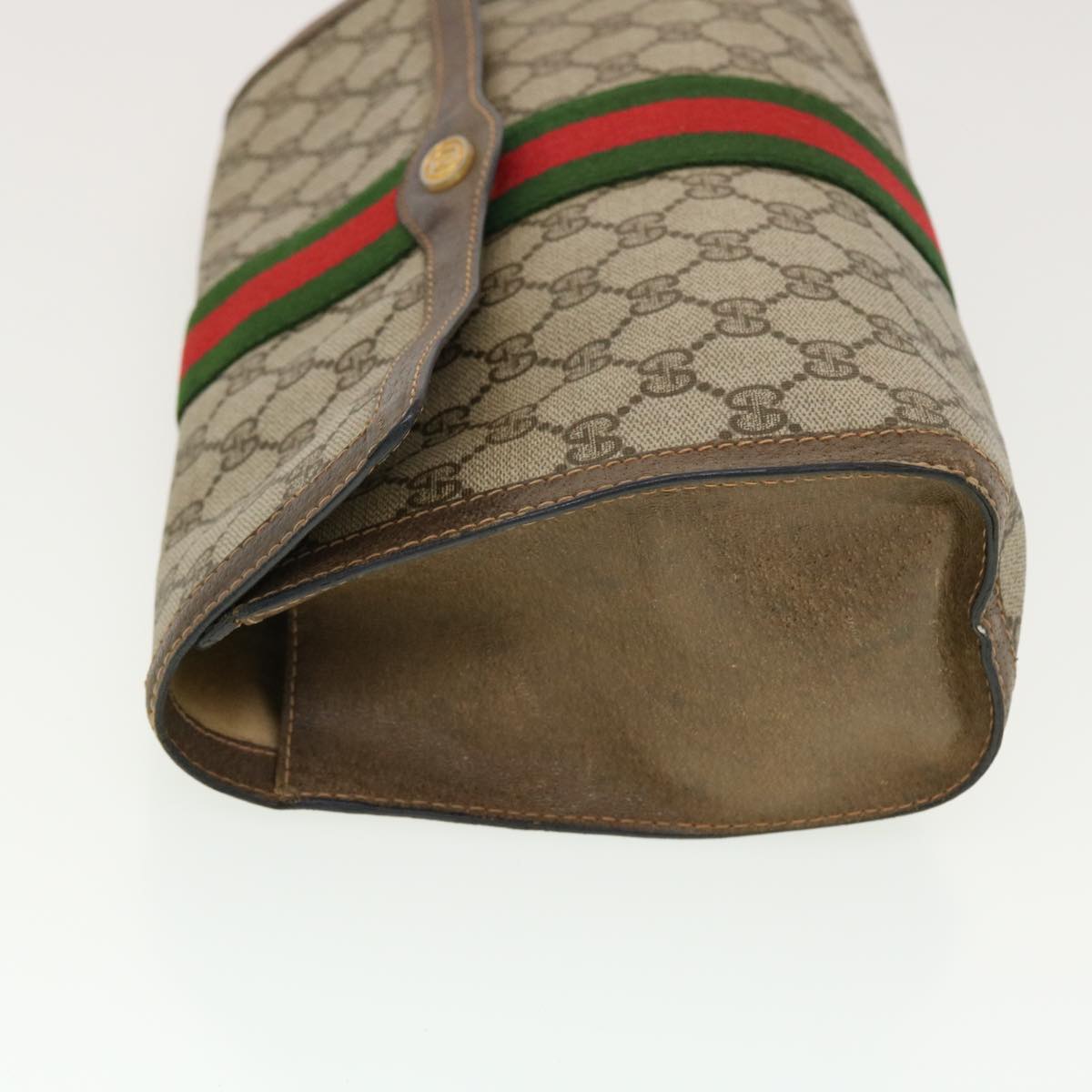 GUCCI GG Canvas Web Sherry Line Clutch Bag Beige Red 89.01.007 yk6645B