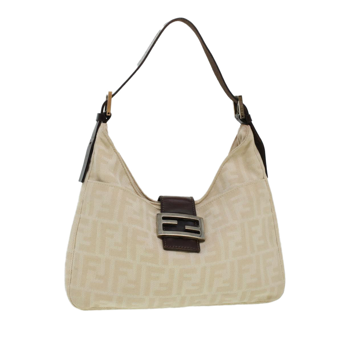 FENDI Zucca Canvas Mamma Baguette Shoulder Bag Beige 222826569008 yk6695B