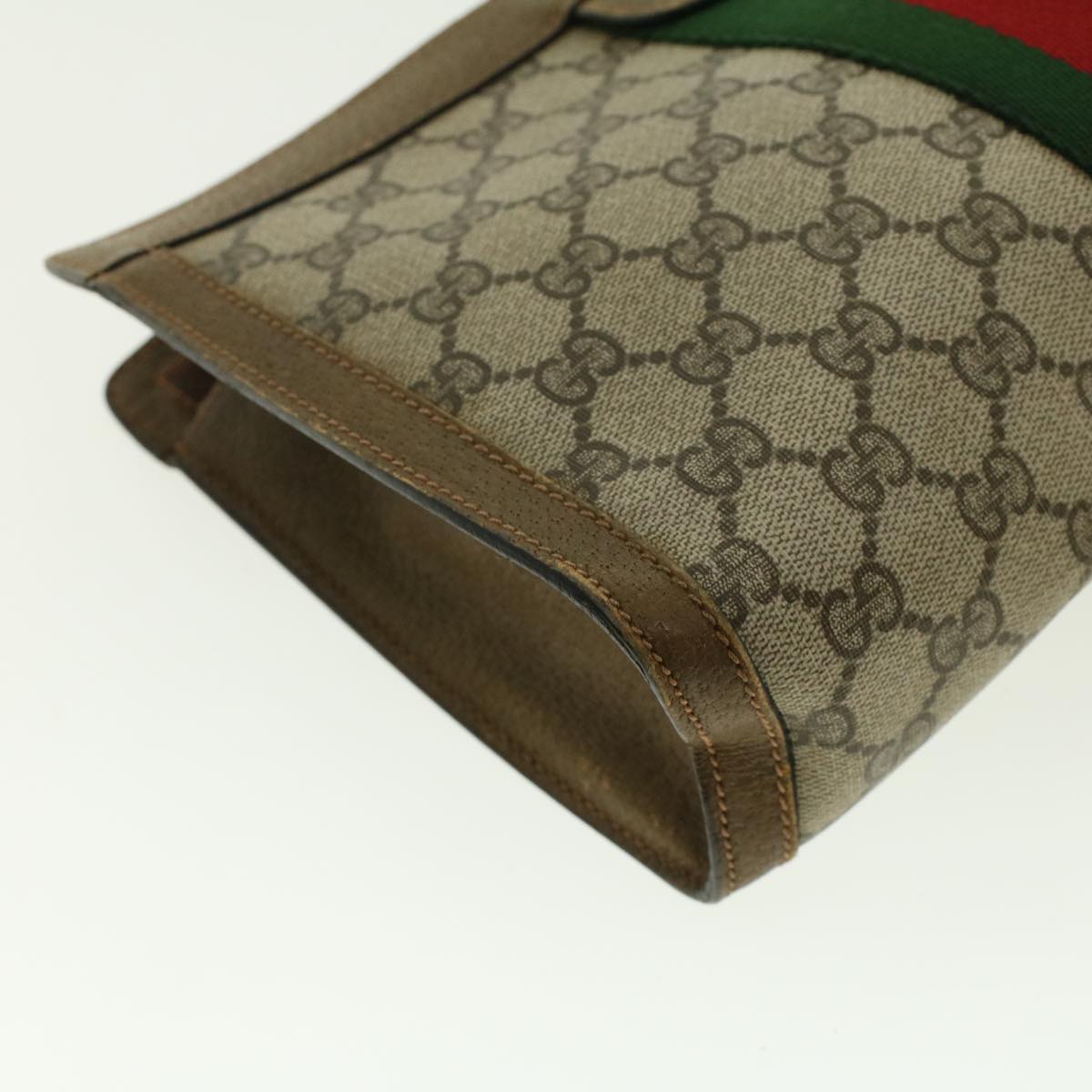 GUCCI GG Canvas Web Sherry Line Clutch Bag Beige Red Green 89.01.002 yk6702