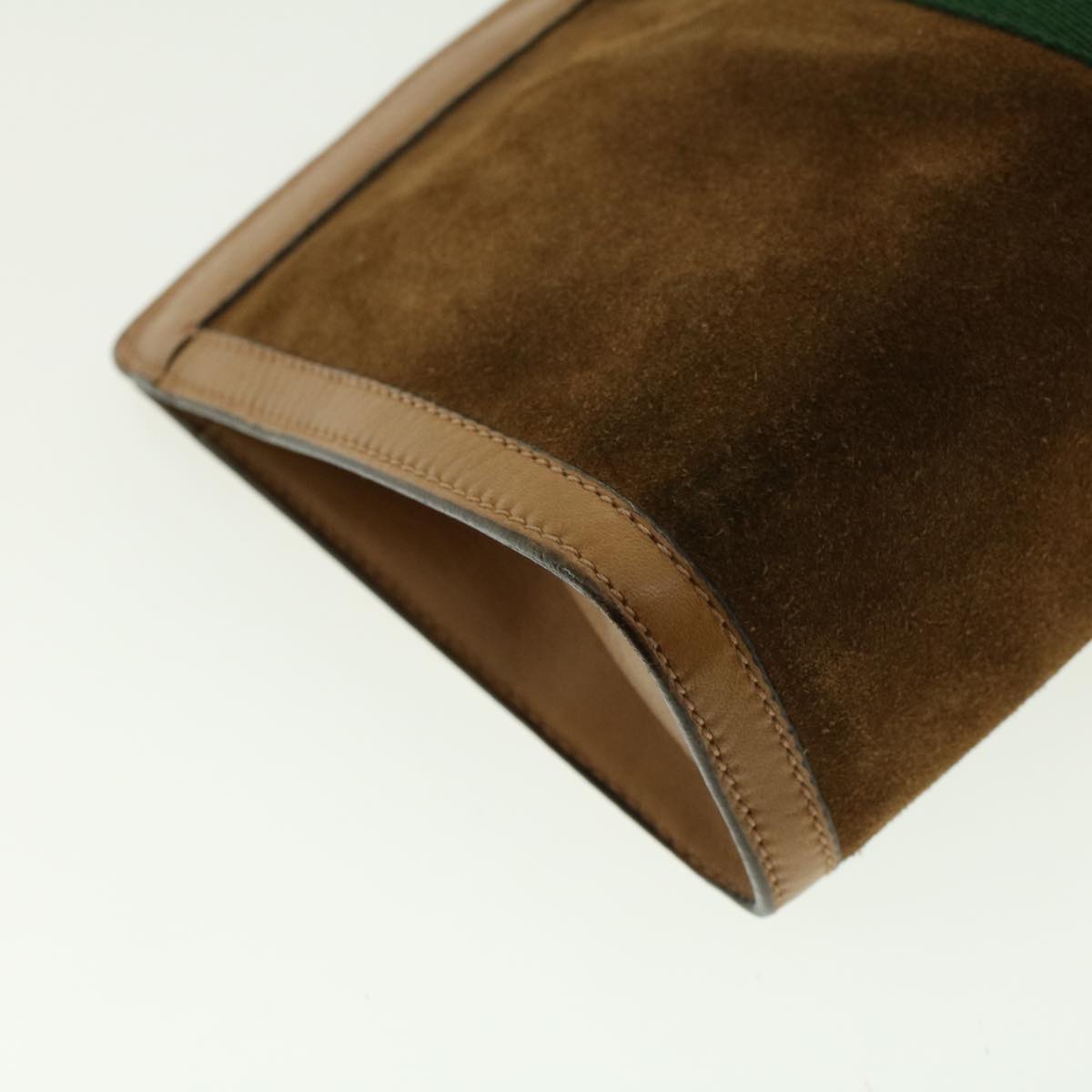 GUCCI Web Sherry Line Clutch Bag Suede Brown Green Red 37.014.2126 yk6703