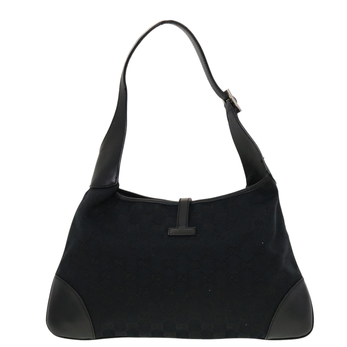 GUCCI GG Canvas Sherry Line Jackie Shoulder Bag Black White 0014057 yk6735B