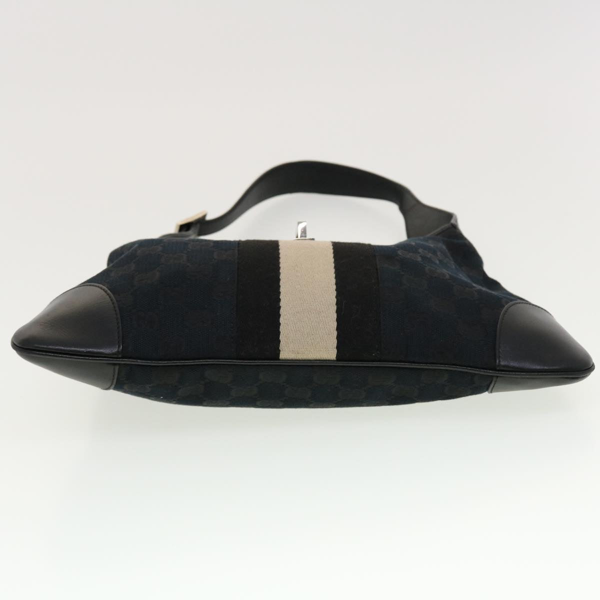 GUCCI GG Canvas Sherry Line Jackie Shoulder Bag Black White 0014057 yk6735B