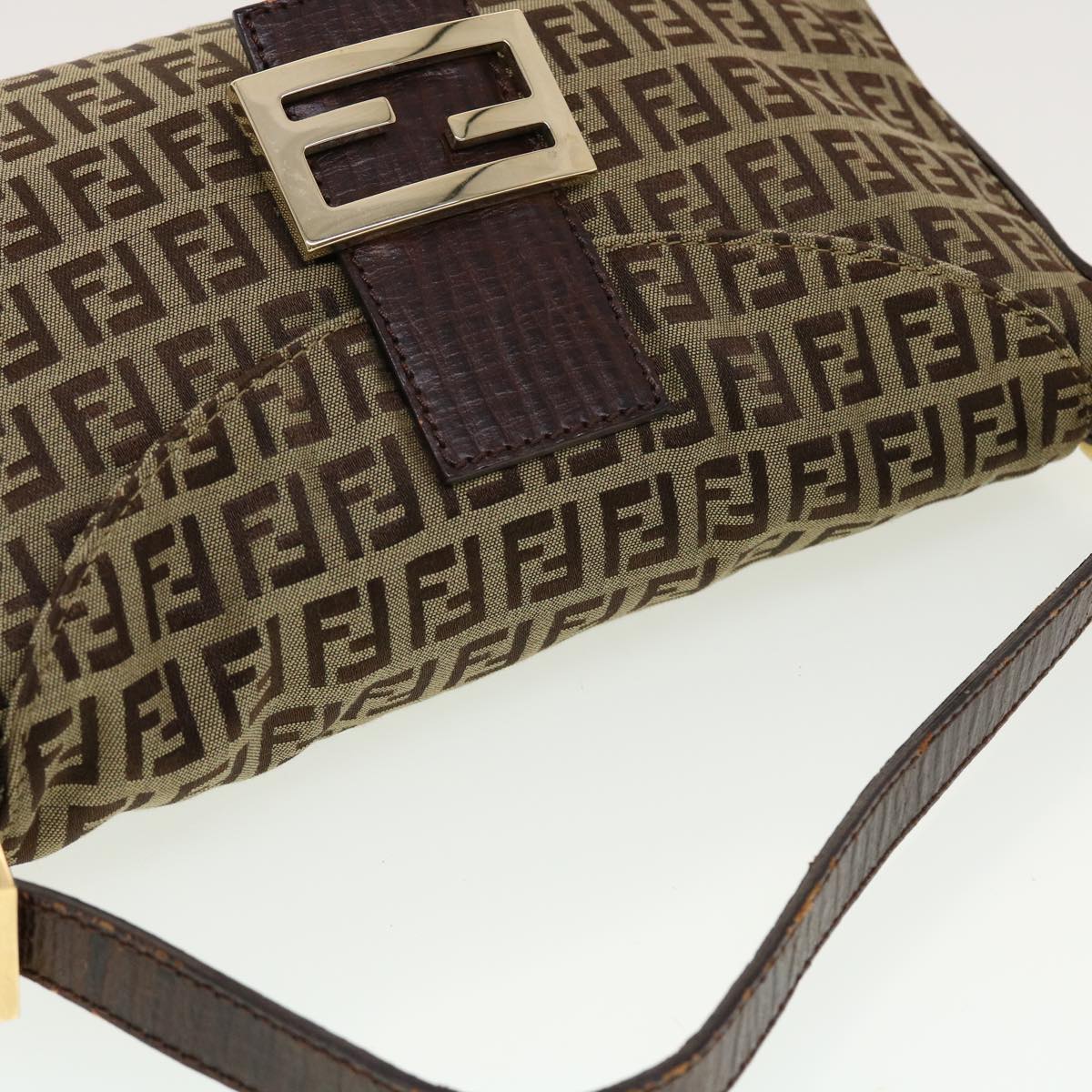 FENDI Zucchino Canvas Mamma Baguette Shoulder Bag Beige yk6738B