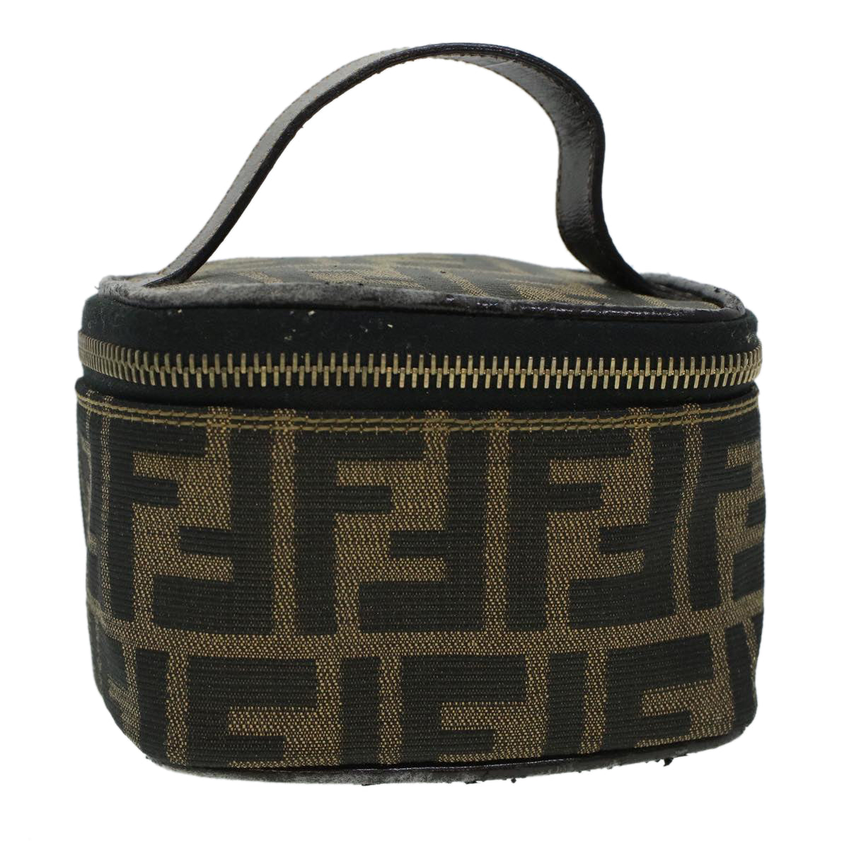 FENDI Zucca Canvas Vanity Cosmetic Pouch Black Brown yk6874B