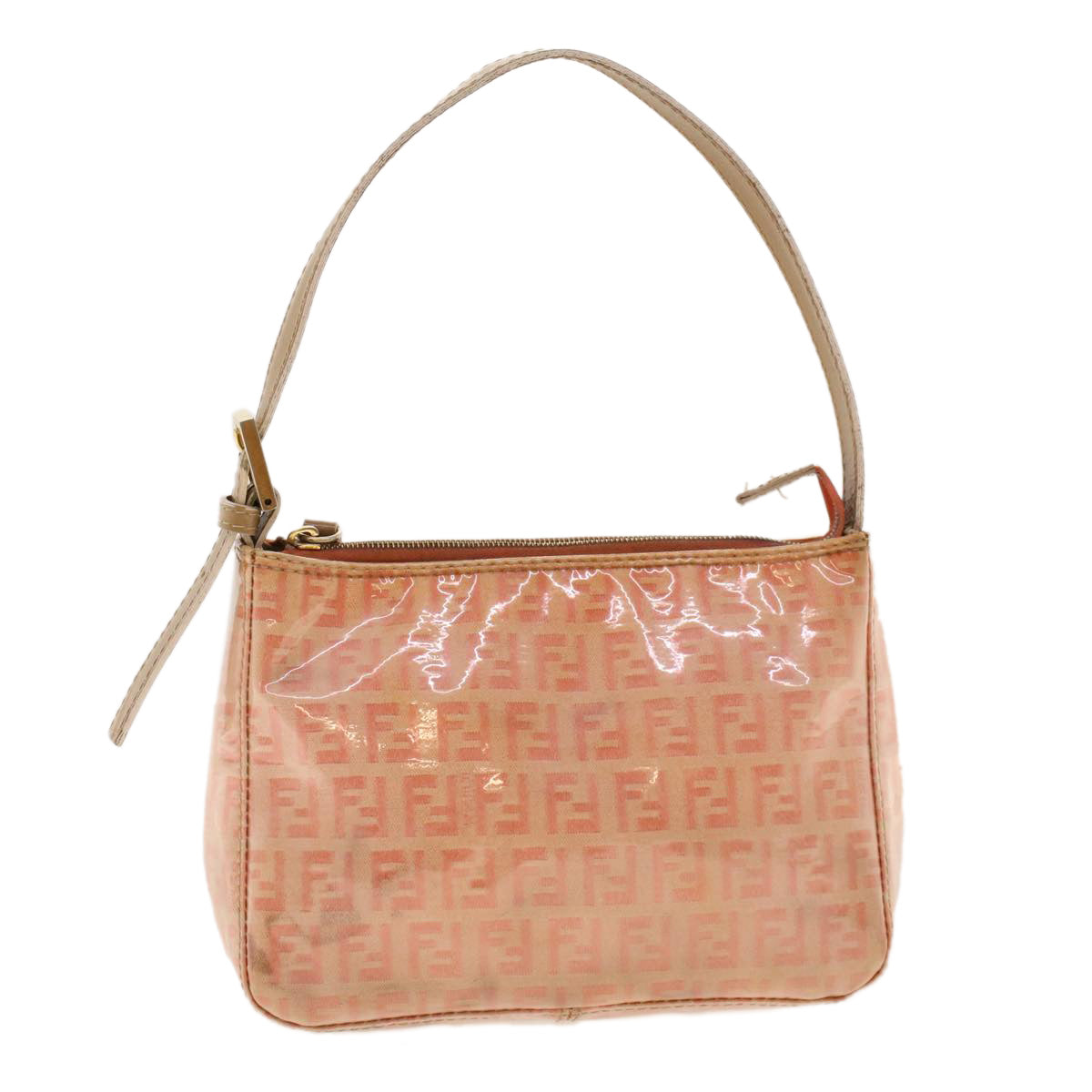 FENDI Zucchino Canvas Hand Bag Patent leather Orange 010.26810.018 yk6878B
