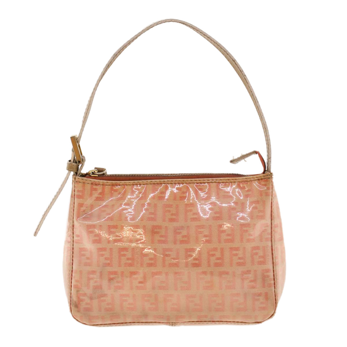 FENDI Zucchino Canvas Hand Bag Patent leather Orange 010.26810.018 yk6878B