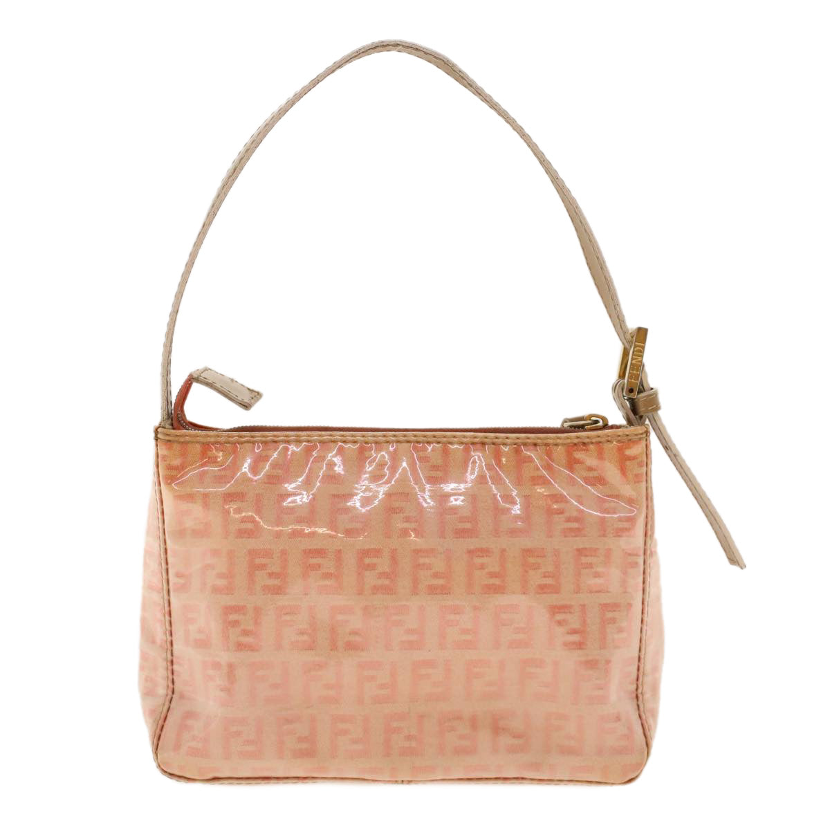 FENDI Zucchino Canvas Hand Bag Patent leather Orange 010.26810.018 yk6878B