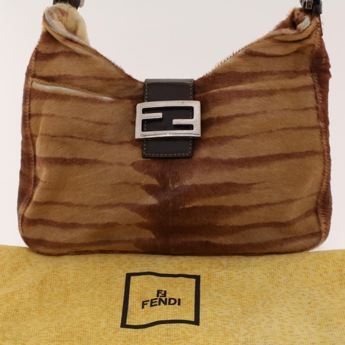 FENDI Mamma Baguette Shoulder Bag Harako leather Brown 2354/26569 yk6885B