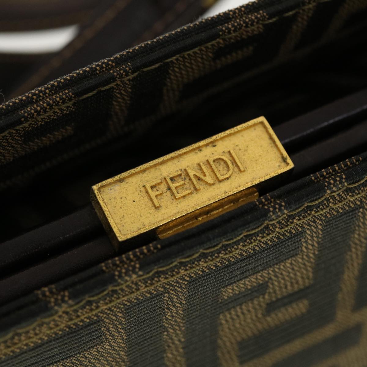 FENDI Zucca Canvas Gamaguchi Shoulder Bag Black Brown 83153430981 yk6898B