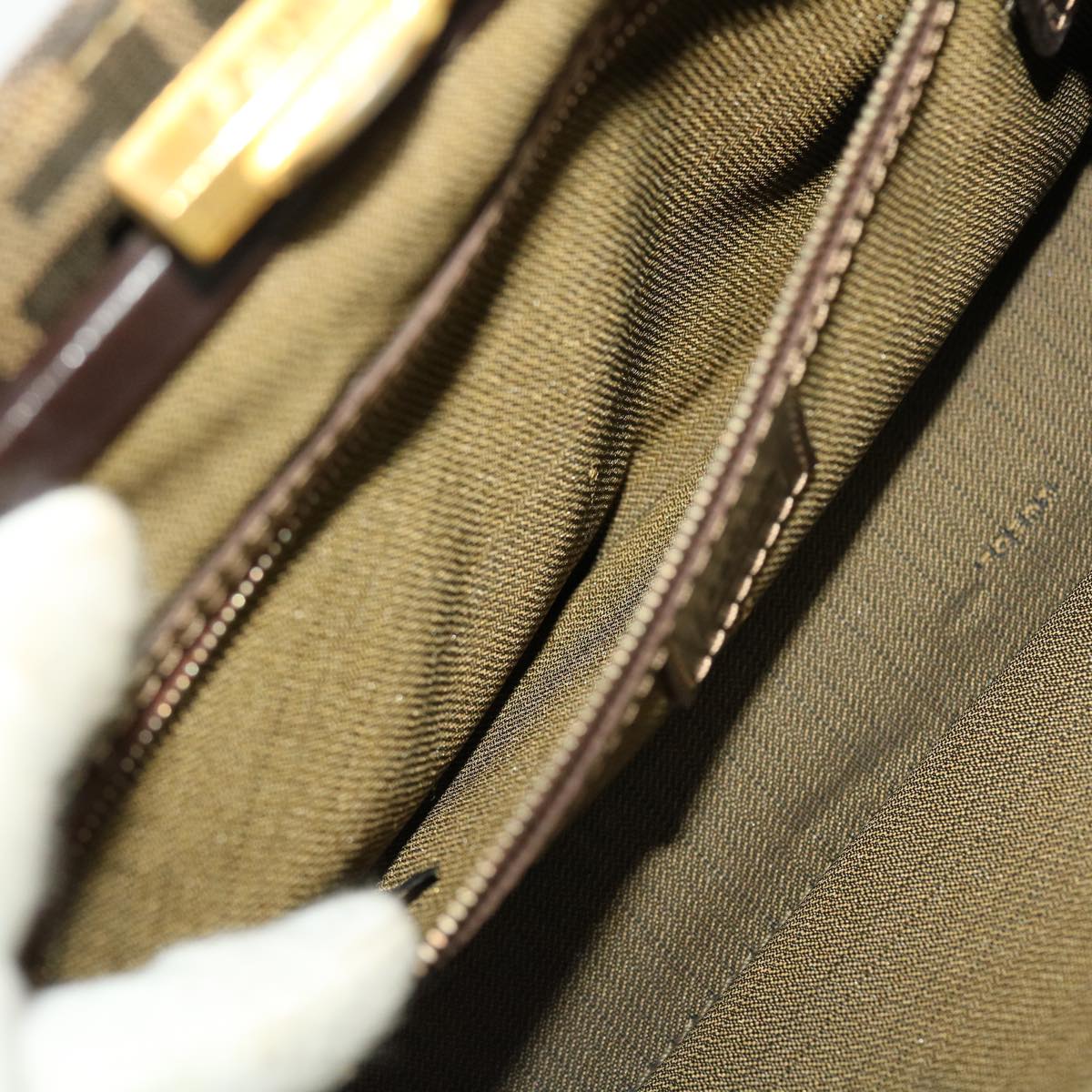 FENDI Zucca Canvas Gamaguchi Shoulder Bag Black Brown 83153430981 yk6898B