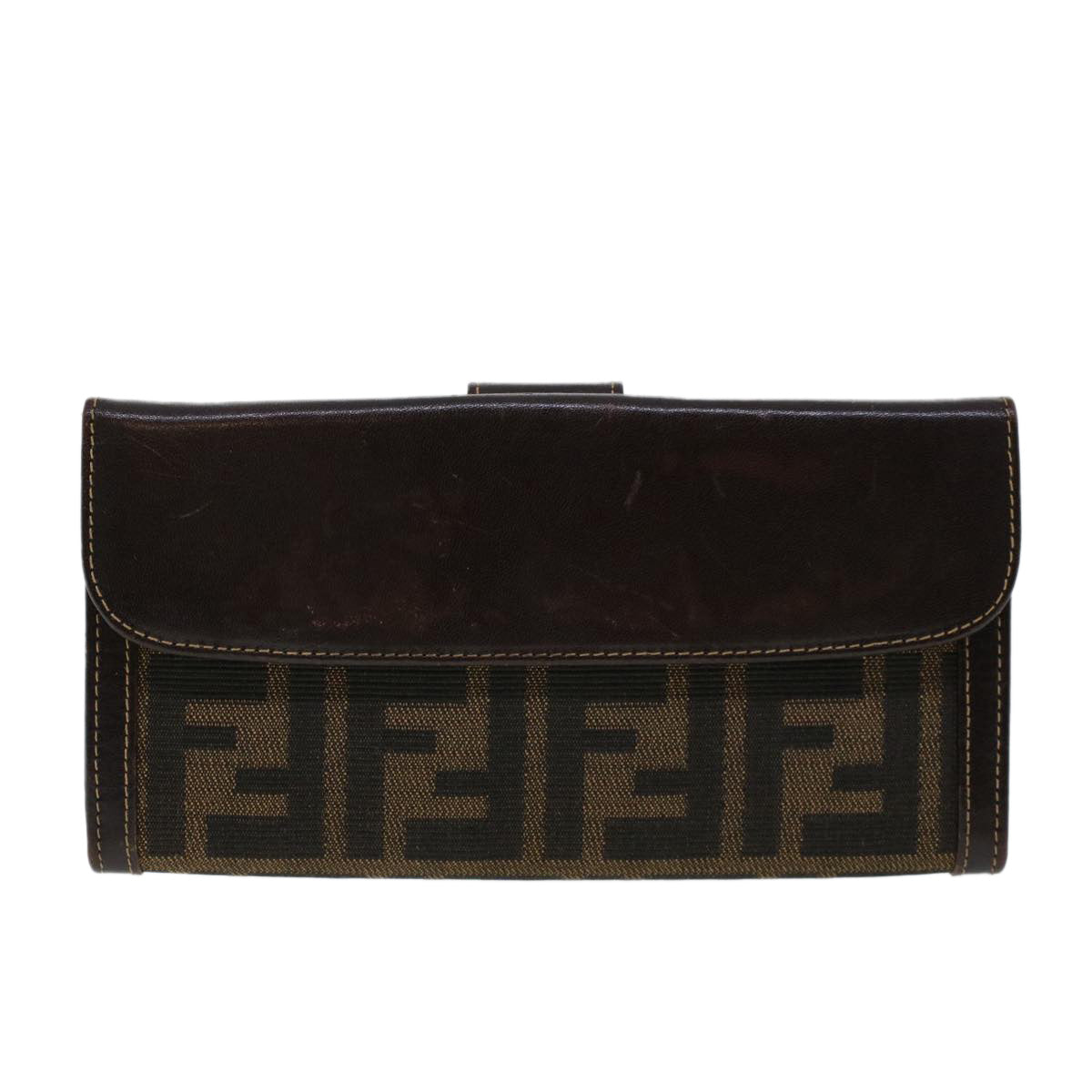 FENDI Zucca Canvas Long Wallet Black Brown 2277-30806-079 yk6910B
