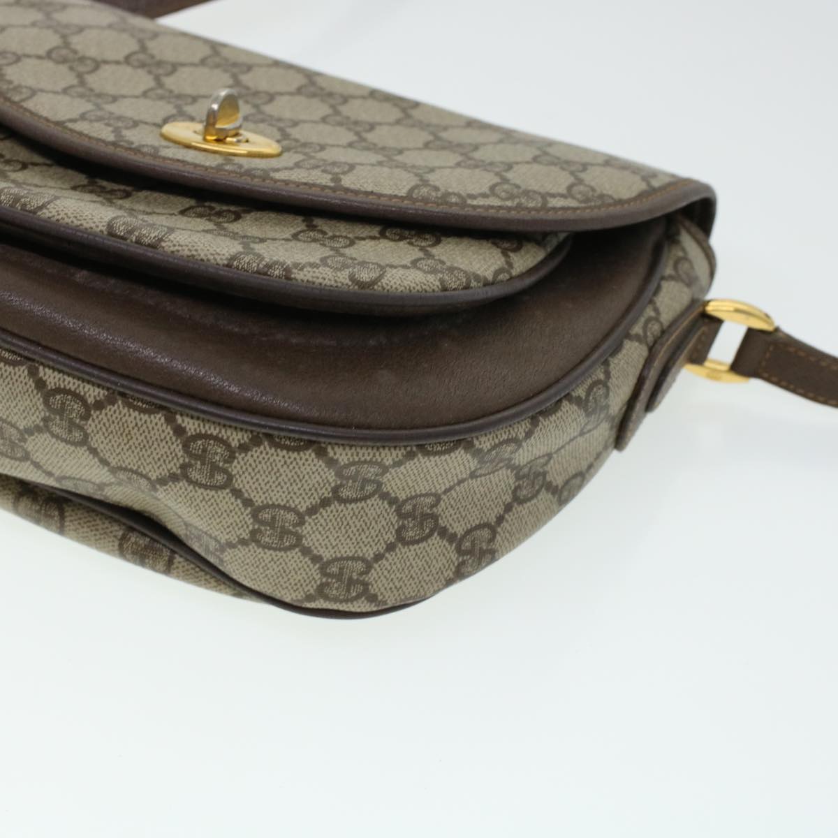 GUCCI GG Canvas Turn Lock Shoulder Bag PVC Leather Beige 001.29.0930 yk6942