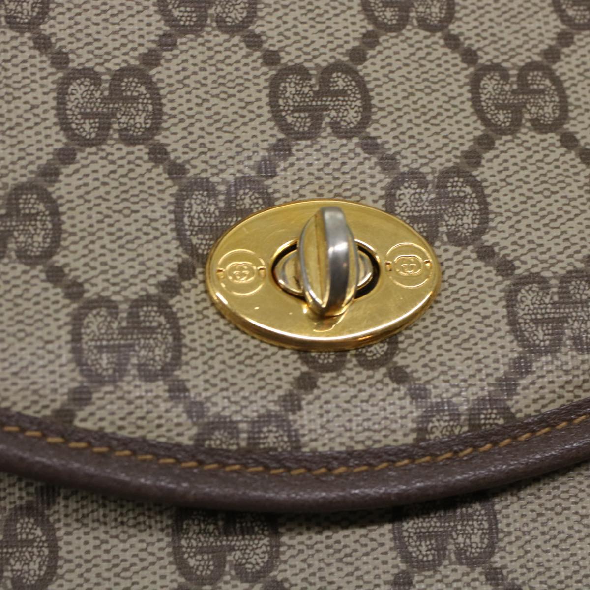 GUCCI GG Canvas Turn Lock Shoulder Bag PVC Leather Beige 001.29.0930 yk6942