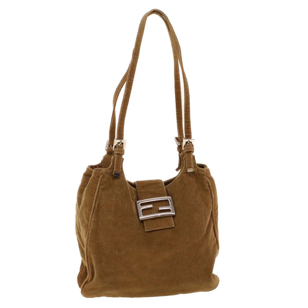 FENDI Shoulder Bag Corduroy Brown yk6963