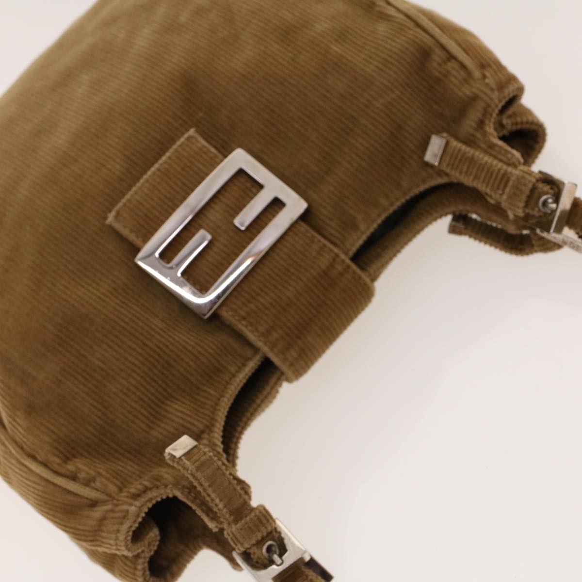 FENDI Shoulder Bag Corduroy Brown yk6963